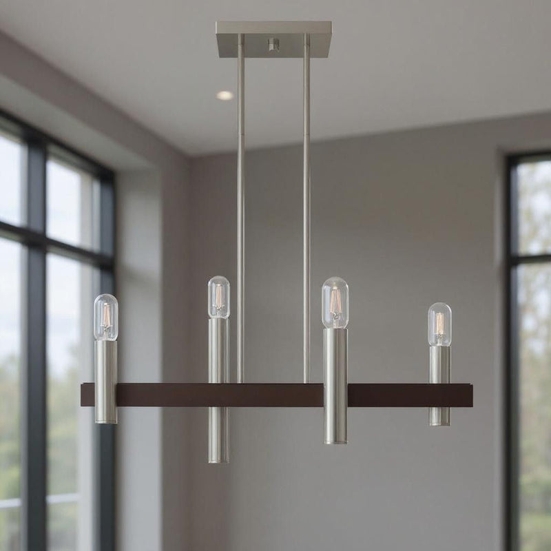 24'' Four Light Dimmable Chandelier With Shades - Bronze