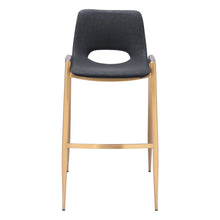 Load image into Gallery viewer, 30" Faux Leather And Steel Low Back Bar Height Bar Chairs (Set of 2) - Black / Gold
