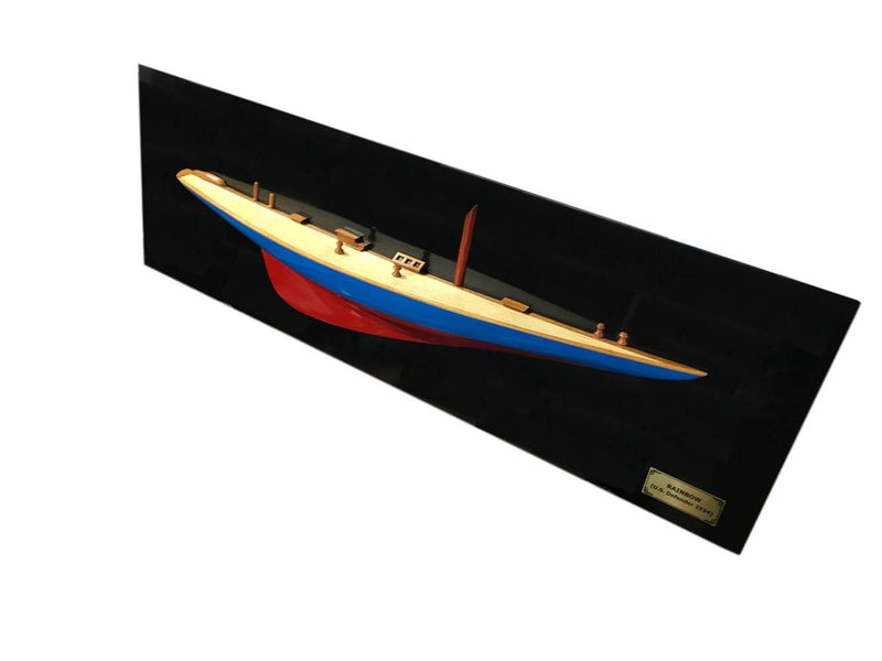 Hand Painted Half-Hull Model Boat - Blue / Red / Rainbow