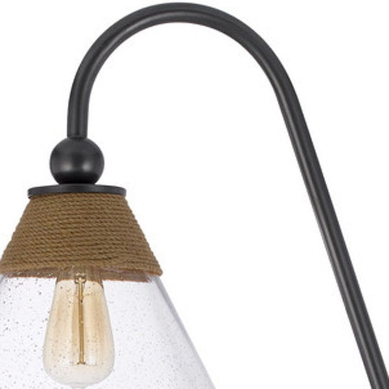 Traditional Shaped Floor Lamp With Clear Transparent Glass Empire Shade - Brown