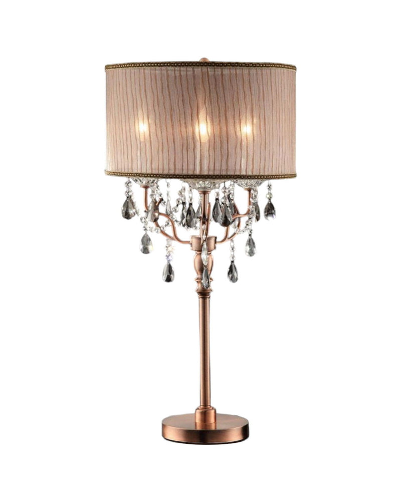 Gold Faux Crystal Accent Table Lamp - Clear And Rose