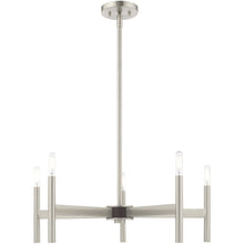Load image into Gallery viewer, 20'' Five Light Dimmable Chandelier With Shades - Nickel / Pearl Silver
