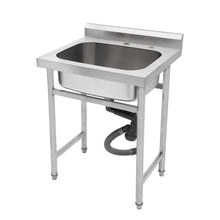 Load image into Gallery viewer, Single Bowl Utility Sink, Freestanding Commercial Kitchen Sink For Laundry Room - Brushed Nickel
