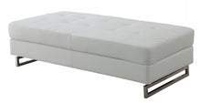 Load image into Gallery viewer, Faux Leather Ottoman - White / Silver
