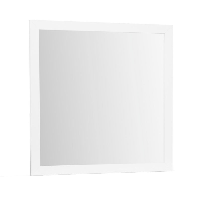 Wood Square Dresser Mount Framed Mirror - White