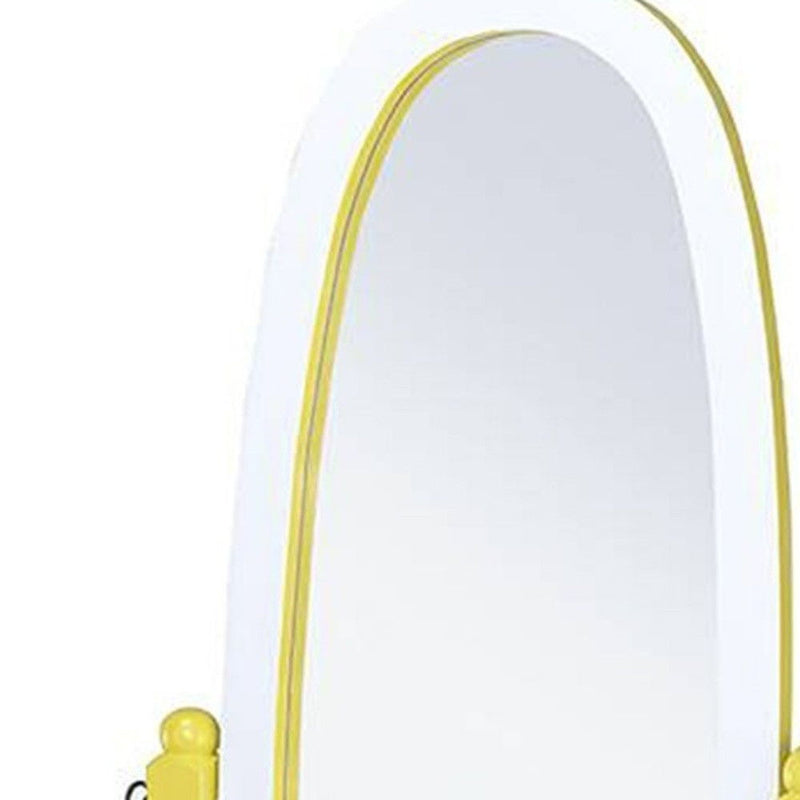 59" Oval Solid Wood Framed Freestanding Cheval Mirror - Yellow