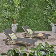 Load image into Gallery viewer, Outdoor Chaise Lounge With Pull Out Tray And Wicker Seat - Gray
