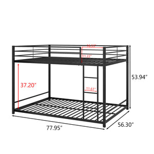 Metal Bunk Bed Full Over Full, Bunk Bed Frame with Safety Guard Rails, Heavy Duty Space-Saving Design, Easy Assembly Black