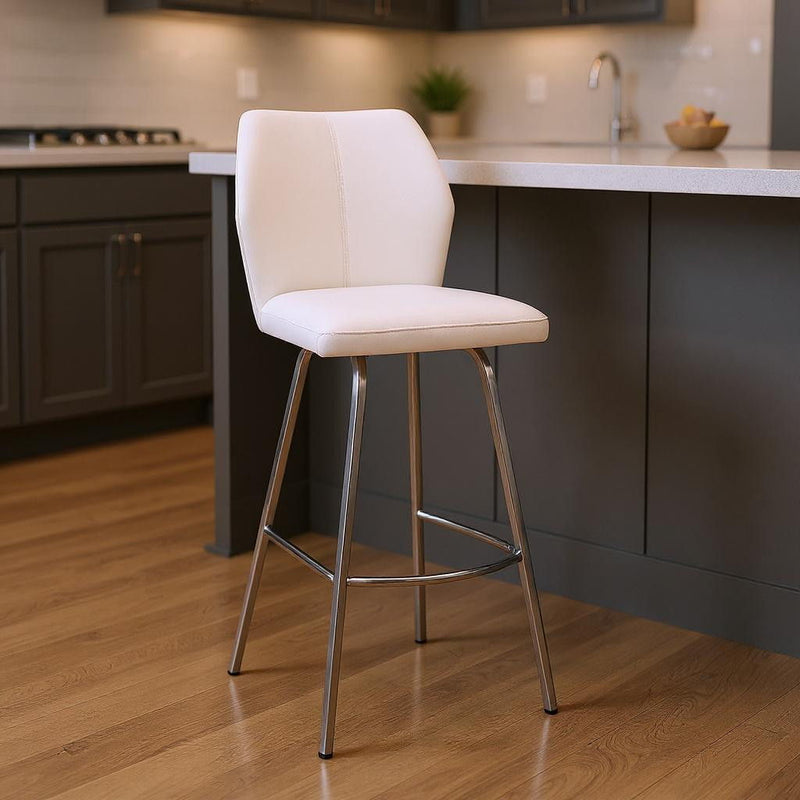 Counter Height Bar Chair - White / Silver