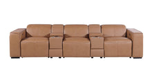 Load image into Gallery viewer, Top Grain Leather Reclining Metal USB Sofa (720396) - Chestnut
