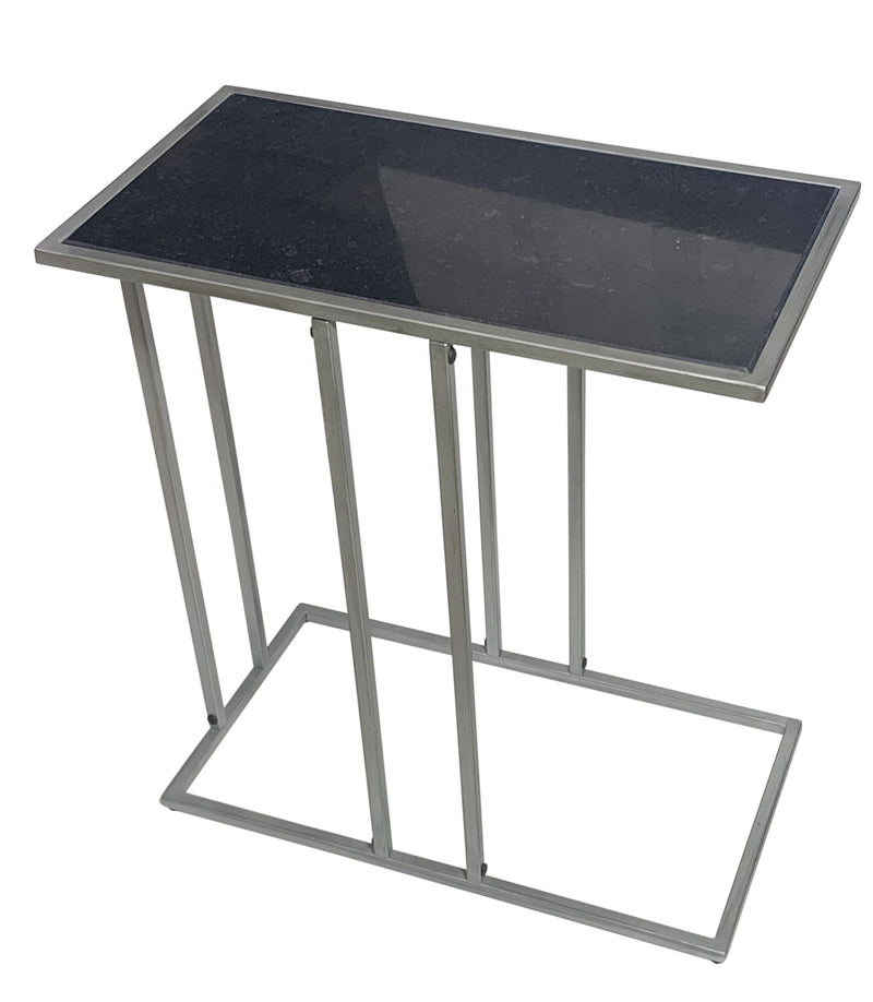 26" Marble And Iron Frame End Table - Gunmetal