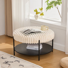 Load image into Gallery viewer, Modern Upholstered Round Ottoman Coffee Table With Storage Shelf
