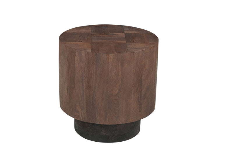 Solid Wood Round Pedestal End Table (723200) - Brown