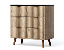 Load image into Gallery viewer, Solid Wood Console Accent Cabinet With Three Drawers - Black / Oak
