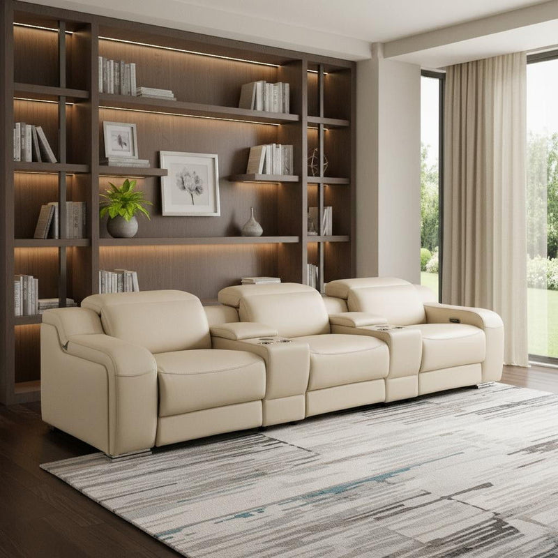 129" Reclining USB Sofa - Steel