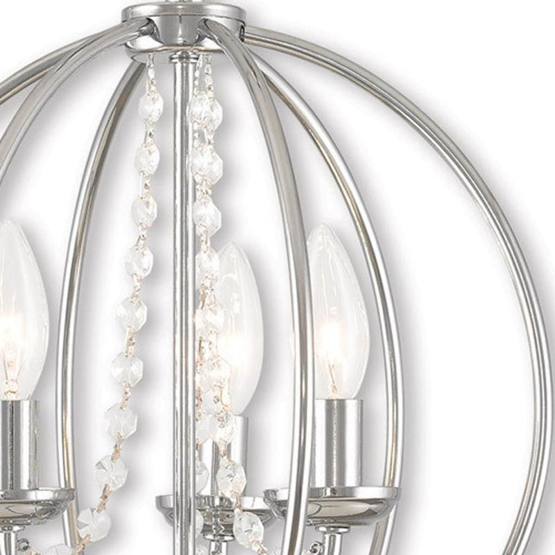 Three Light Dimmable Chandelier With Shades - Silver