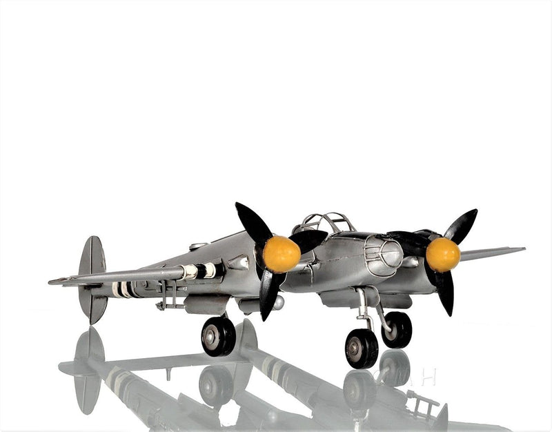 c1941 Lockheed P-38 Lightning Fighter Sculpture - Silver