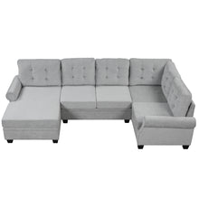 Load image into Gallery viewer, 120&quot; Modern U-Shaped Corner Sectional Sofa Upholstered Linen Fabric Sofa Couch for Living Room, Bedroom, Gray
