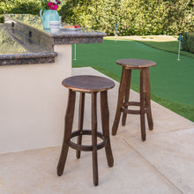 Load image into Gallery viewer, Primrose - Outdoor Acacia Wood Barstools With Foot Rest, (Set of 2) - Dark Brown
