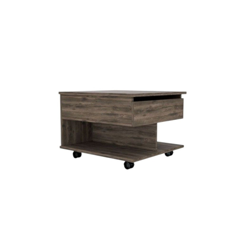 Rectangular Lift Top Coffee Table With Drawer shelf - Brown