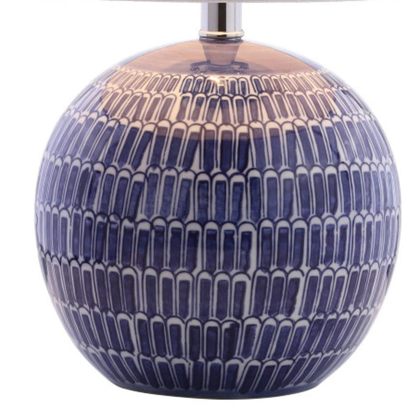 21" Novelty Table Lamp LED With Drum Shade - Navy Blue