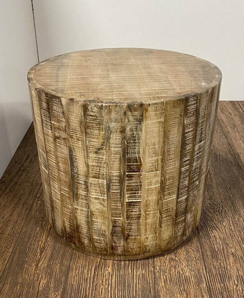 Solid Wood Round End Table - Light Brown