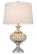 Load image into Gallery viewer, Metal Table Lamp With White Empire Shade - Silver Metallic
