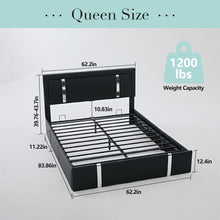 Load image into Gallery viewer, Upholstered Platform Bed Frame With Adjustable LED Headboard, USB C-Charging, Hydraulic Lift
