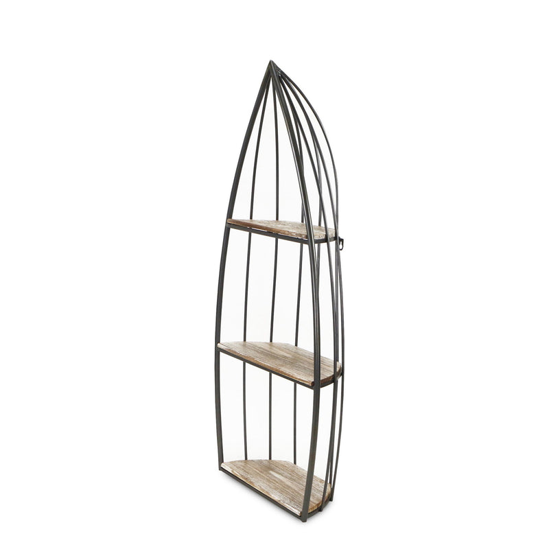 Boat Shaped Bookcase - Gray / Natural