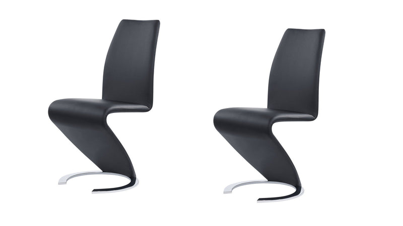 Faux Leather Dining Parsons Chairs (Set of 2) - Black