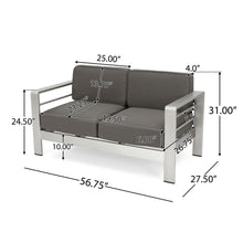 Load image into Gallery viewer, Outdoor Aluminum Loveseat With Cushion - Gray
