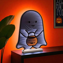 Load image into Gallery viewer, Halloween Ghost Tabletop Sign With LED - White / Orange / Black
