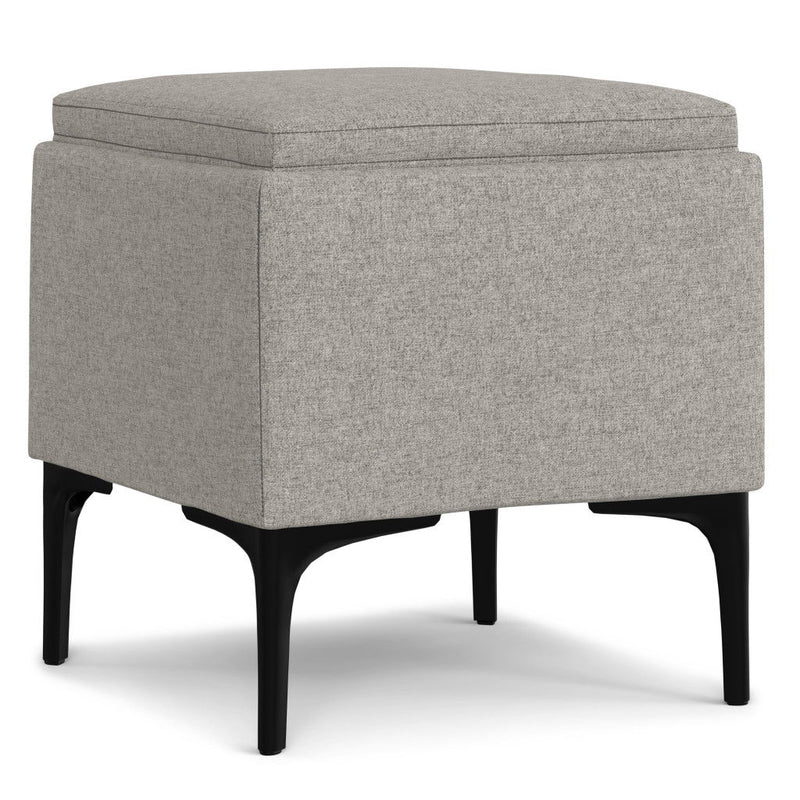 18" Upholstery Storage Ottoman - Black / Cloud