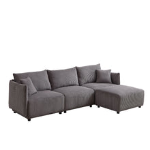 Load image into Gallery viewer, Modern Minimalist Corduroy Combination Sofa With 2 Comfort Cushions With USB &amp; C Charging Ports

