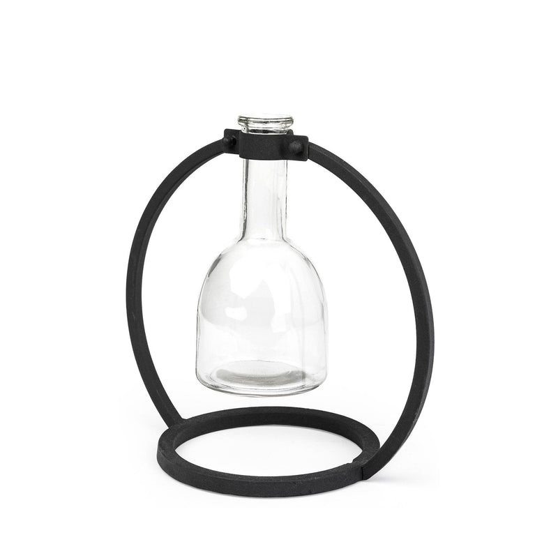 Abstract Cylinder Table Vase - Clear / Black