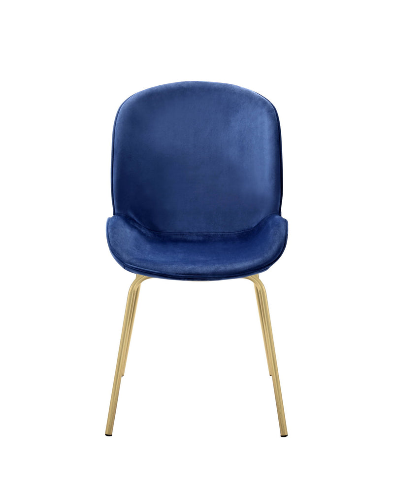 Upholstered Velvet Wing Back Dining Side Chairs (Set of 2) - Blue / Gold
