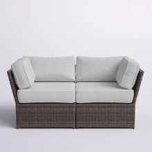 Load image into Gallery viewer, Outdoor Wicker Loveseat With Cushions Patio Seating Wicker - Brown
