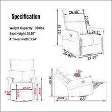 Load image into Gallery viewer, 360° Modern Small Rocking Swivel Recliner Chair With Side Pocket
