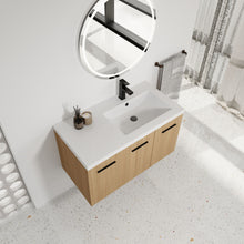 Load image into Gallery viewer, Wall Mounted Floating Bathroom Vanity With Sink, 3 Door Modular Cabinet
