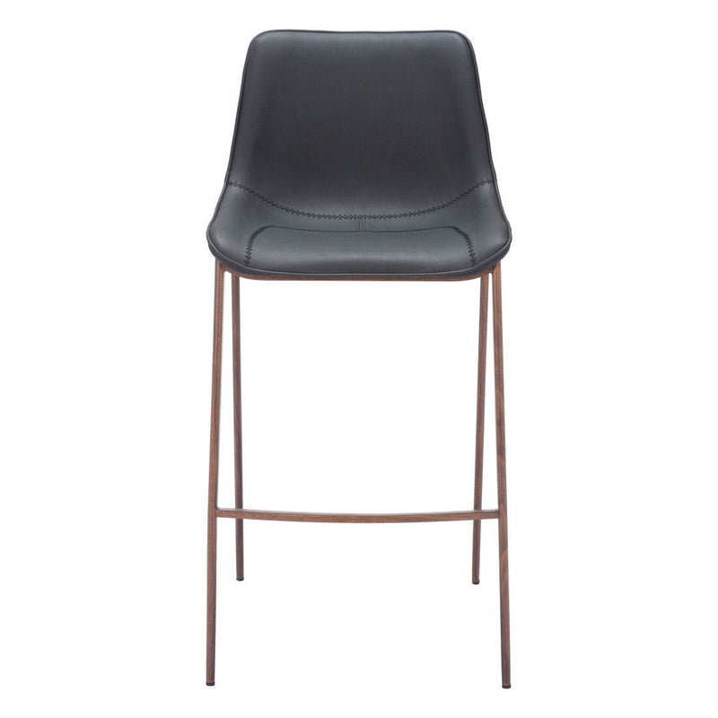 30" Faux Leather And Steel Bar Height Bar Chairs (Set of 2) - Black / Brown