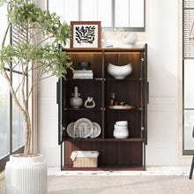 Load image into Gallery viewer, Modern Minimalist Tall Lighted Display Cabinet With Tempered Glass Door - Black / Dark Walnut
