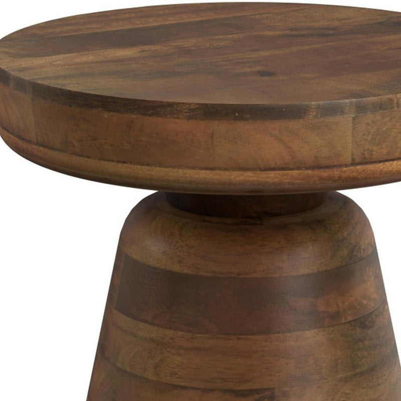 Wood Round End Table - Brown