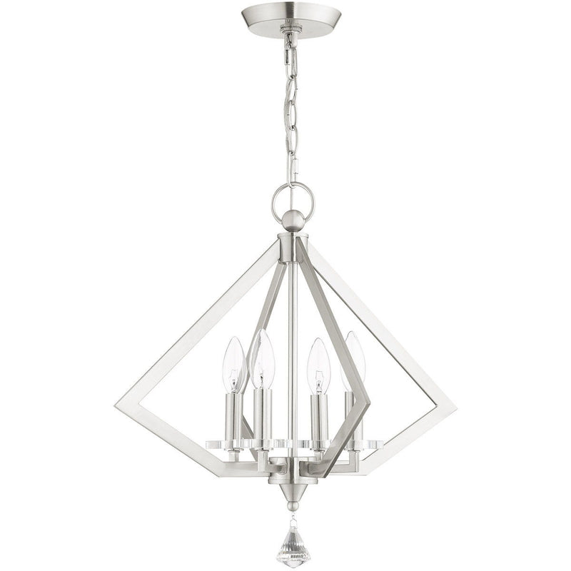 19" 4 Light Dimmable Chandelier With Shades - Nickel