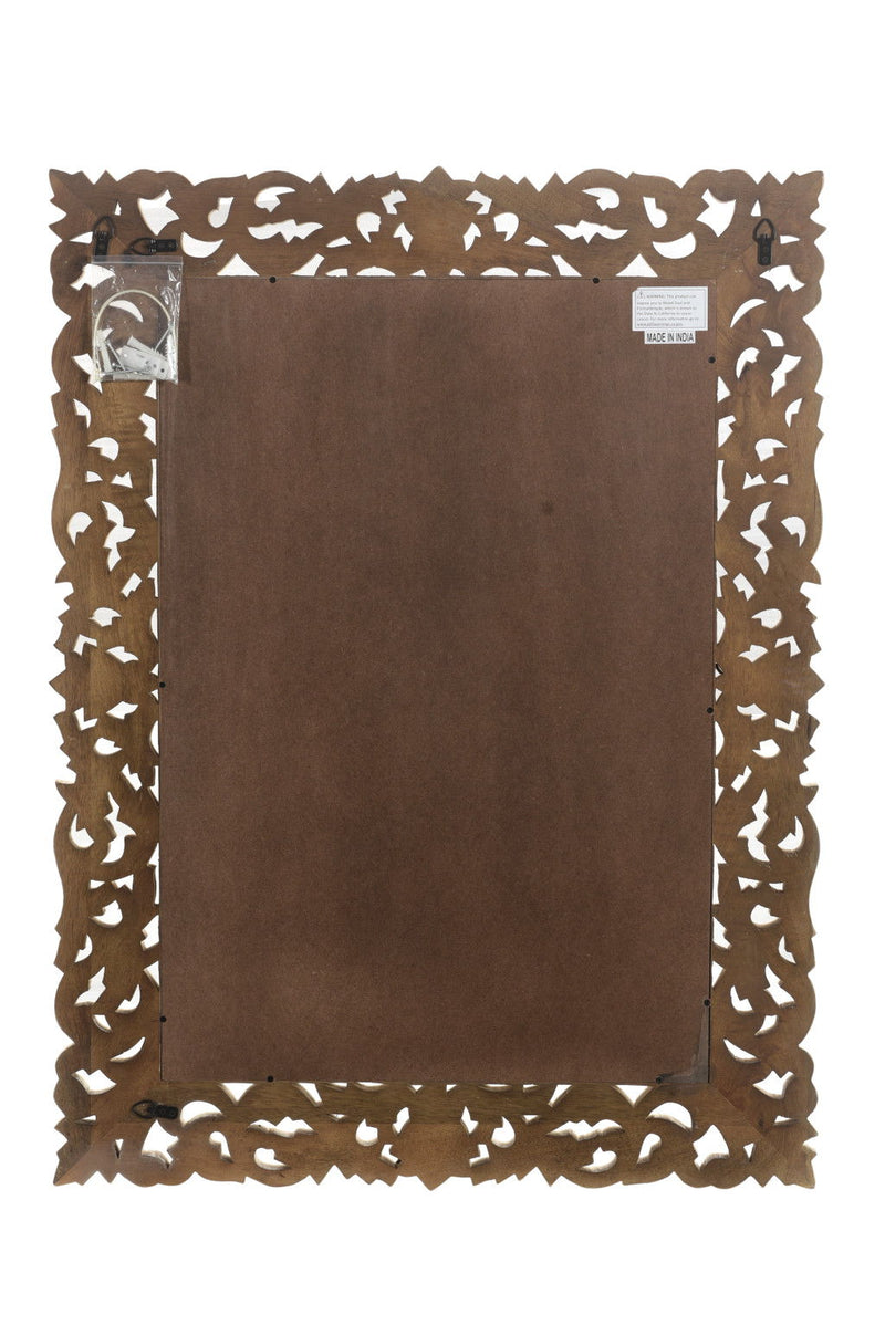 47" Antiqued Solid Carved Scrollwork Accent Mirror - White