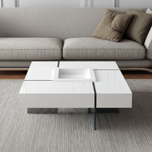Load image into Gallery viewer, 47" Wood And Glass Square Sled Coffee Table - White / Clear
