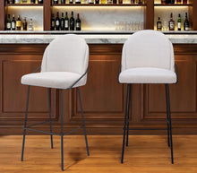 Load image into Gallery viewer, 30" Shearling And Steel Bar Height Bar Chairs (Set of 2) - Ivory / Black
