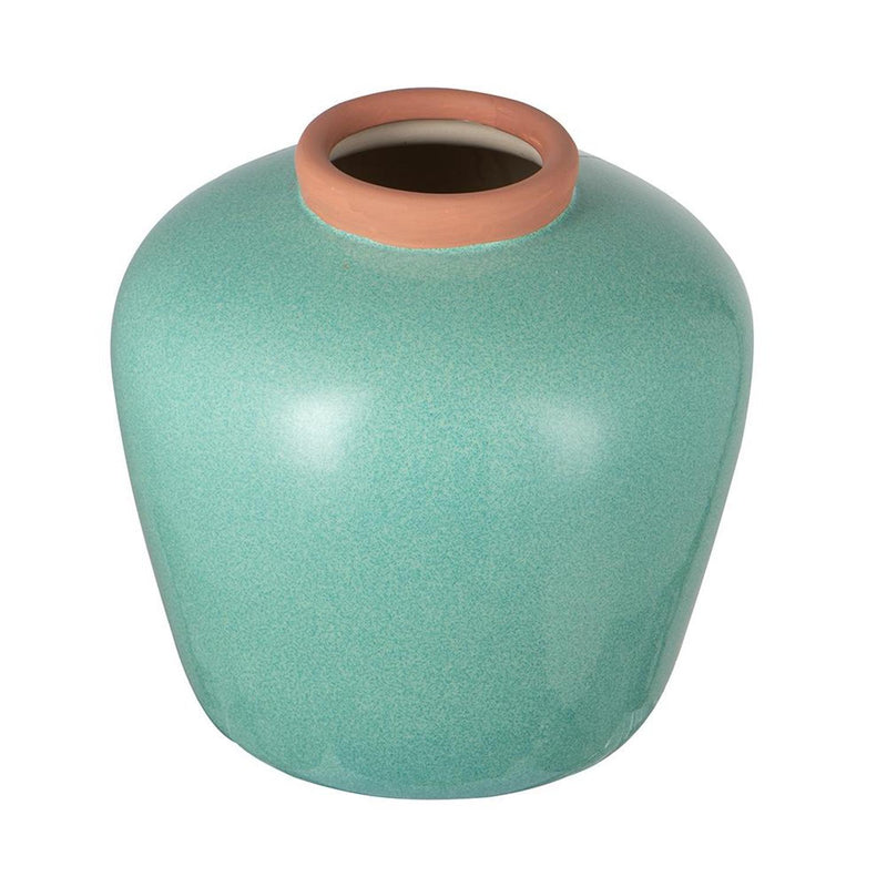 Round Table Vase - Natural / Teal Blue