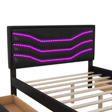 Load image into Gallery viewer, Queen Size Upholstered Storage Platform Bed with LED, 4 Drawers and USB Charging, Black
