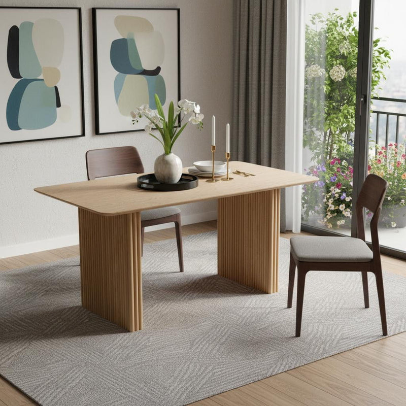 79" Wood Double Pedestal Base Dining Table - Natural