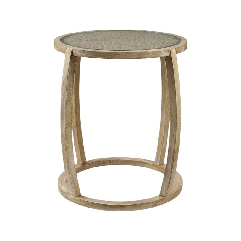 26" Clear Glass Round End Table - Natural